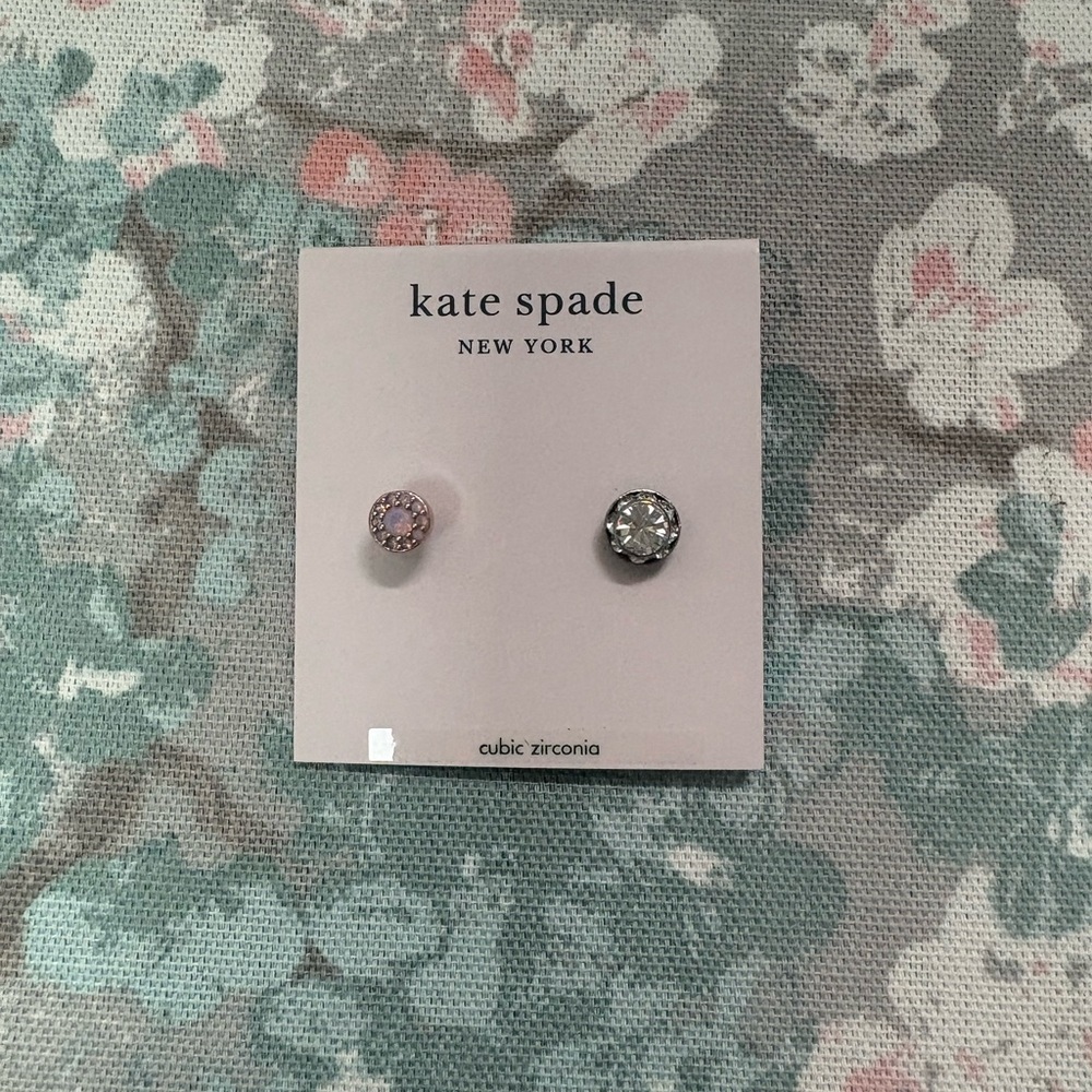 Kate Spade New York Pink and Silver Cubic Zirconia Stud Earrings